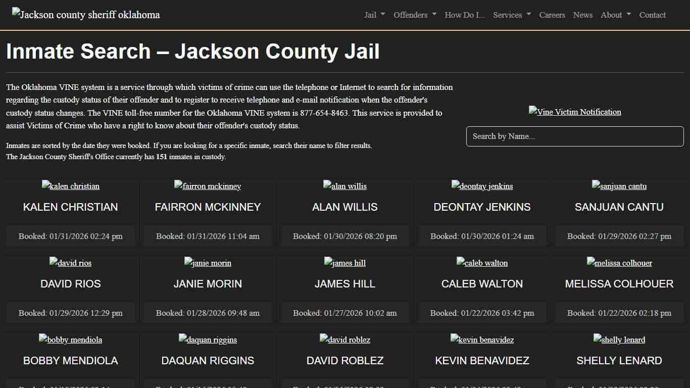 Inmate Search Jackson County Sheriff's Office